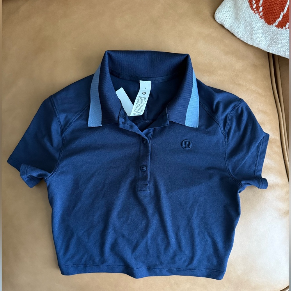 lululemon Crop Polo Shirt in Navy Blue